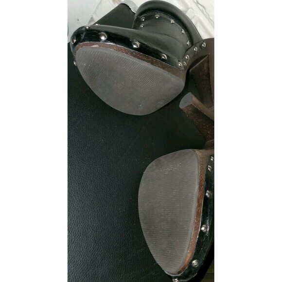 Michael Kors Leather Astor High Clogs Black Leather Size 7 - Picture 13 of 13